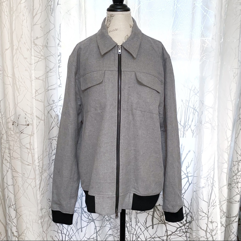 PAIGE Gray Bomber Jacket with Black Trim